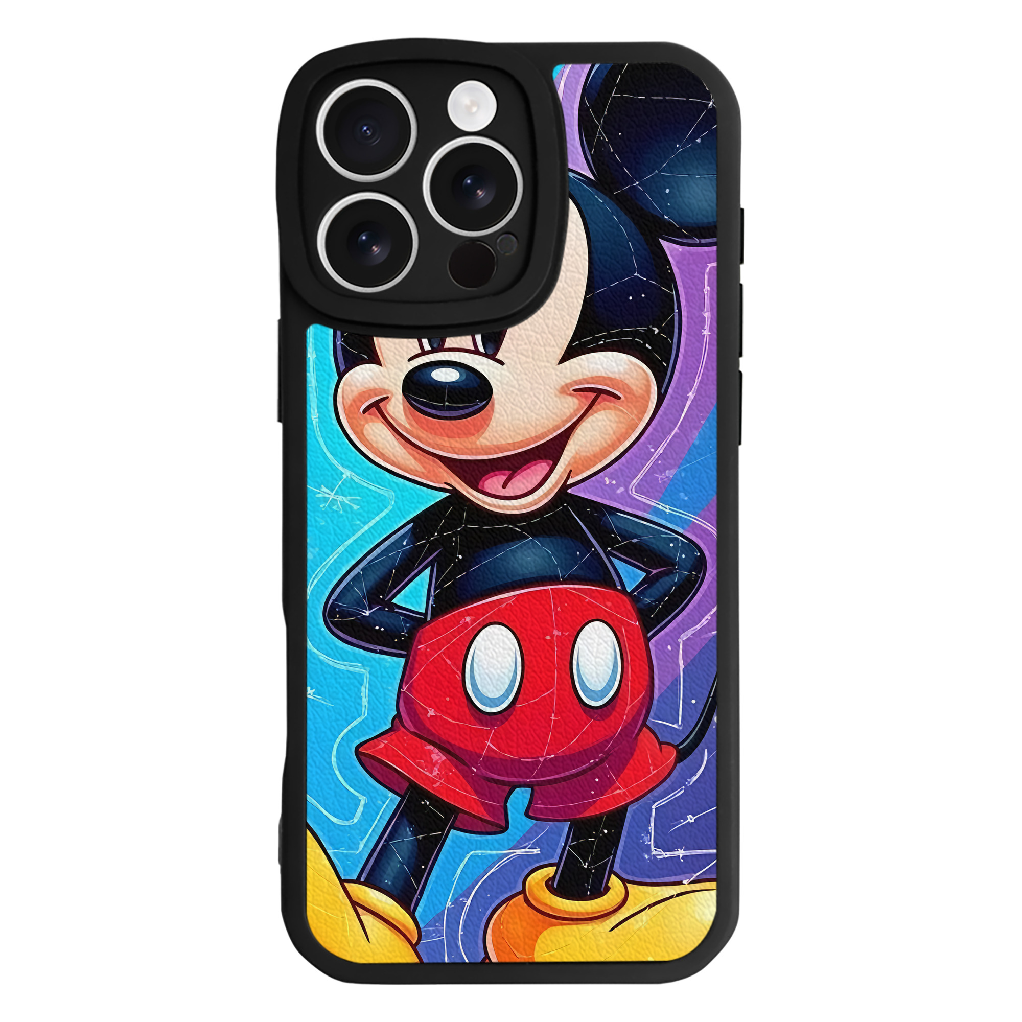 （画像用） ミッキーマウス Mickey Mouse 【iPhone 16シリーズ対応】シリコンスマホケース（レザー調） 材質：シリコン